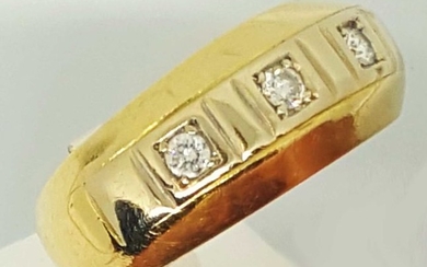 18 kt. White gold, Yellow gold - Ring - 0.18 ct Diamond