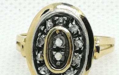 18 kt. Gold, Silver - Ring - 0.10 ct Diamond - Diamonds