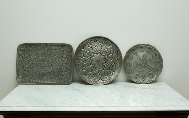 (6) Persian Engraved Chargers, Platters