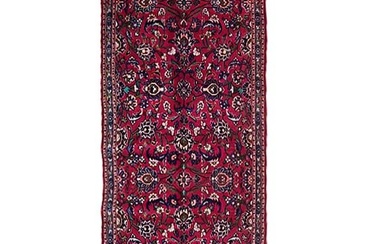 4 x 13 Traffic Purple Semi-Antique Persian Kashan Runner