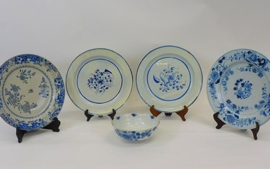 (5) pieces of tin-glazed earthenware or Delft.