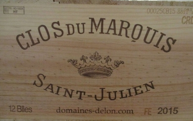 12 bouteilles CLOS DU MARQUIS 2015 Saint Julien Caisse bois d'origine
