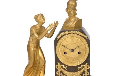 A French Bronze Ormolu Striking Mantel Clock, circa 1830, case...