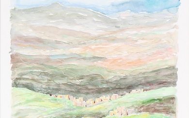 Peter Christoffersen: “Dadesdalen, Marokko”. Signed Peter Christoffersen 2000. Watercolour and pastel on paper. Visible size 75×76 cm.
