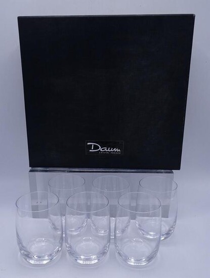 6 DAUM CRYSTAL FRANCE GLASSES WITH BOX 4.25"H