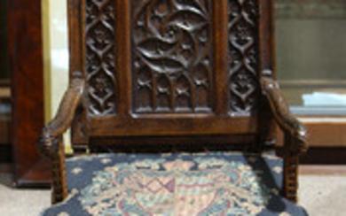 Gothic carved oak armchair 18th century