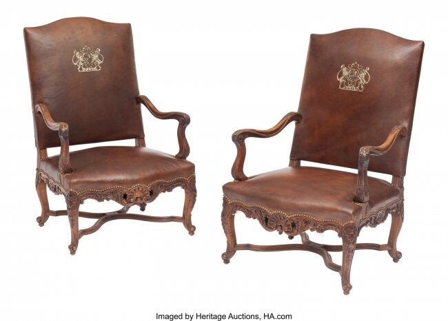 61063: A Pair of French Provincial Louis XV-Style Leath