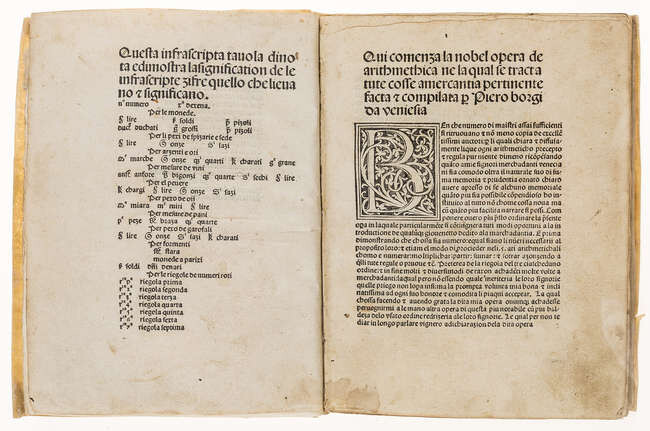 Borgo (Pietro) Aritmetica mercantile, first edition, Venice, Erhard Ratdolt, 1484.
