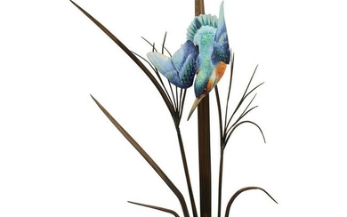 Albany Kingfisher Sculpture Porcelain Bronze and Rock
