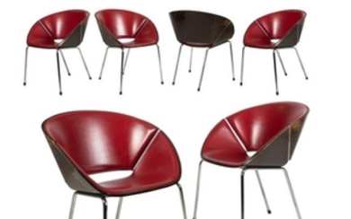Bentwood and Chrome Clam Chairs - Six