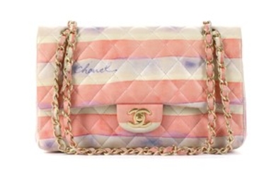 Chanel Pink Watercolour Medium Classic Double Flap, c....