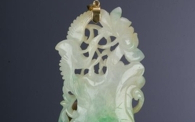 Chinese Jadeite Lotus Plaque, 19th Century