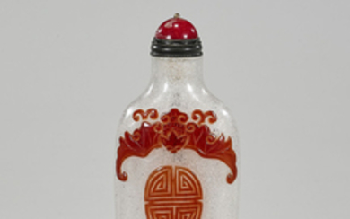 Chinese Red Overlay Snowflake Glass Snuff Bottle