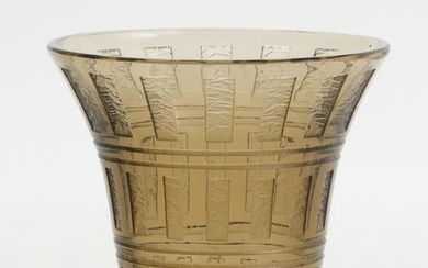 A Daum Nancy Art Deco smoky topaz glass vase