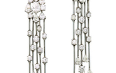 A pair of diamond "Waterfall" pendant earrings,, Graff