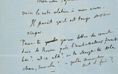 FLAUBERT, Gustave (1821-1880). Lettre autographe signée à Ernest Feydeau. Mardi soir [S.l.n.d.]
