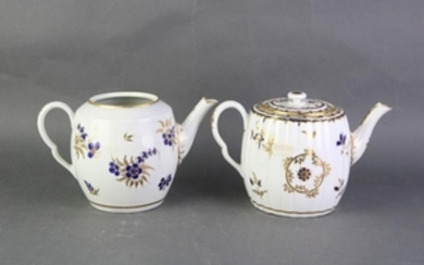 Flight Worcester Late 18th Century Barrel Shaped Teapot & Another with Faults