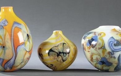 3 George Thiewes, art glass vessels, 1976-77.