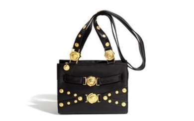 A Gianni Versace Black Leather Shoulder Bag