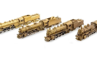 A Group of Four Japanese Brass HO-Gauge Locomotives and