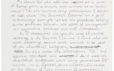 A handwritten lecture, JOHN FORBES NASH, JR., C.1990S