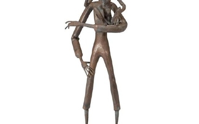 Jean Marc Bronze Man & Monkey Sculpture 1961