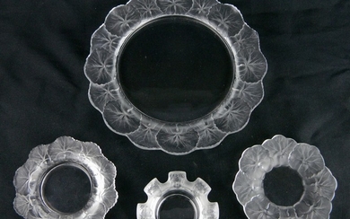 Lalique Crystal plate and 3 ashtrays