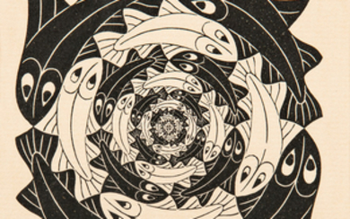 M.C. Escher (Dutch 1898-1972) Fish, Vignette