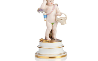 A Meissen figure of Cupid carrying a basket
