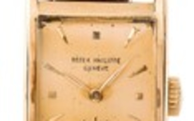 PATEK PHILIPPE | A PINK GOLD RECTANGULAR WRISTWATCH MVT 971293 MADE IN 1948