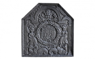 Plaque de cheminée en fonte d'époque Henri IV - Datée 1602