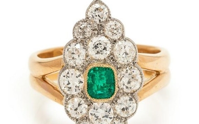 A Platinum Topped 22 Karat Yellow Gold, Emerald and