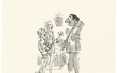 Quentin Blake (b. 1932), Lisa and 'Denise' talking to Raj