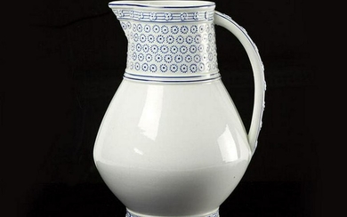 Wedgwood Hand Painted Blue and White Jug 1879