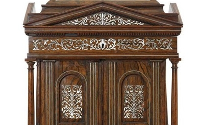 William IV inlaid hardwood ladies table cabinet