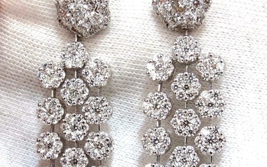6.50ct. natural round diamonds tier floating clusters dangle earrings g.vs 18kt+