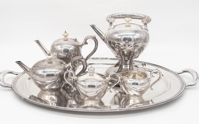6pc Tiffany & Co. Sterling Silver Coffee Tea Set on Tray