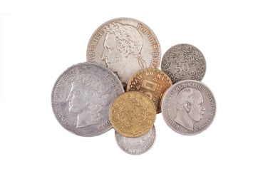 7 monnaies : Belgique Léopold 1er 5 francs... - Lot 63 - Maison R&C, Commissaires-Priseurs Associés