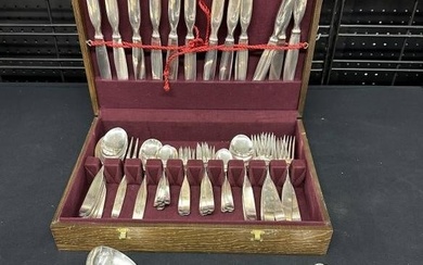 800 SILVER flatware set, service for (12) with lots of extra serving pieces, including 12 1/4"