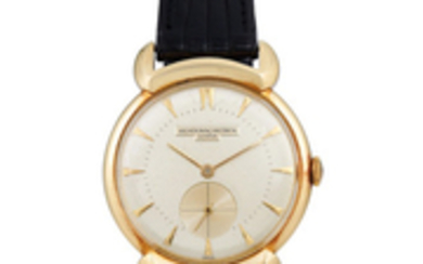 Vacheron Constantin. A Fine and Rare Yellow Gold Wristwatch With Textured Dial and Fancy Lugs