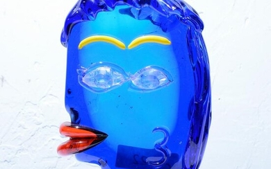9" S. Frattin Murano Italian Abstract Art Glass Head
