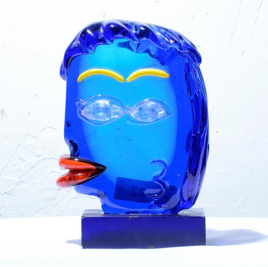 9" S. Frattin Murano Italian Abstract Art Glass Head
