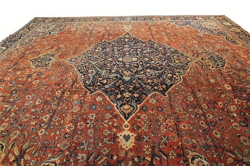 Rare Antique Fine Persian Farahan Sarouk Rug Geometric