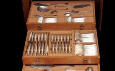 Savary - 146pc Sterling Silver Flatware Set + Cabinet