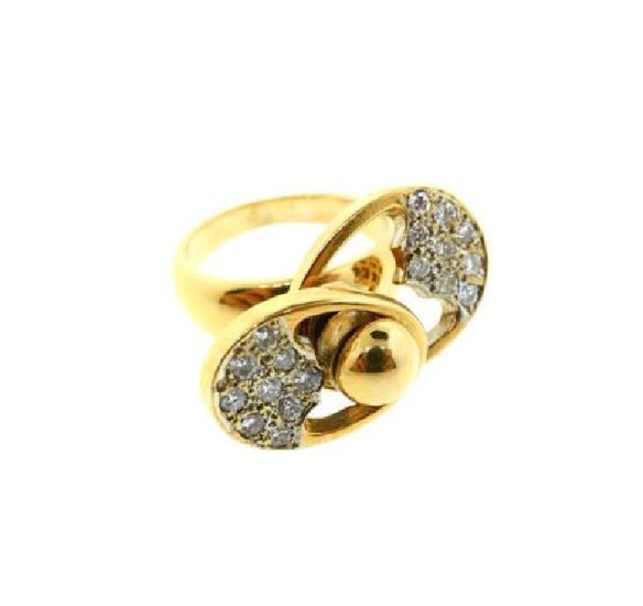 VINTAGE 14k Yellow Gold & Diamond Spinner Ring Circa