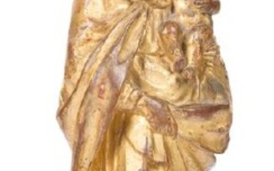Madonna and Child Carved and gilded boxwood sculpture.