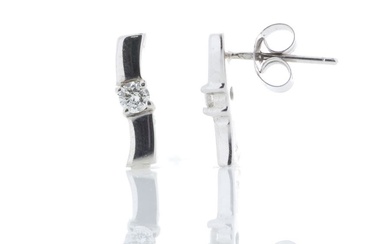 9ct White Gold Single Stone Fancy Claw Set Diamond Earring 0.20 Carats