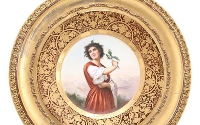 A 19TH CENTURY VIENNA PORTRAIT PLAQUE, titled "Distel"