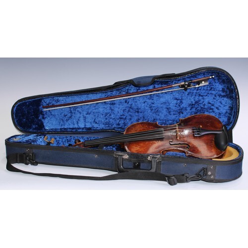 A 19th century violin, 35.6cm two-piece back excluding butto...