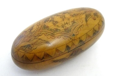 A 19thC Scandinavian treen snuff box of oval form with